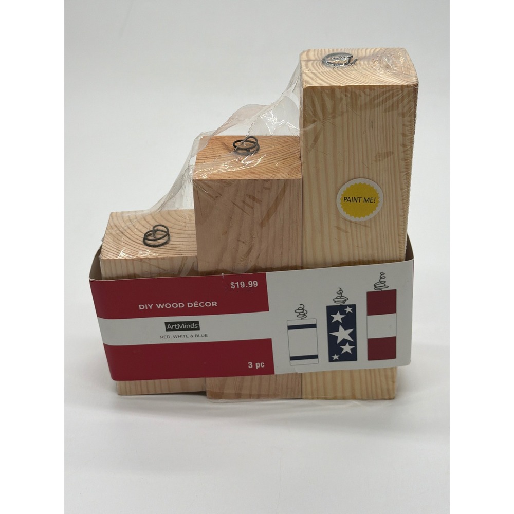 ArtMinds DIY Wood Decor 3pc Unfinished Patriotic Firecracker Photo Holders NEW